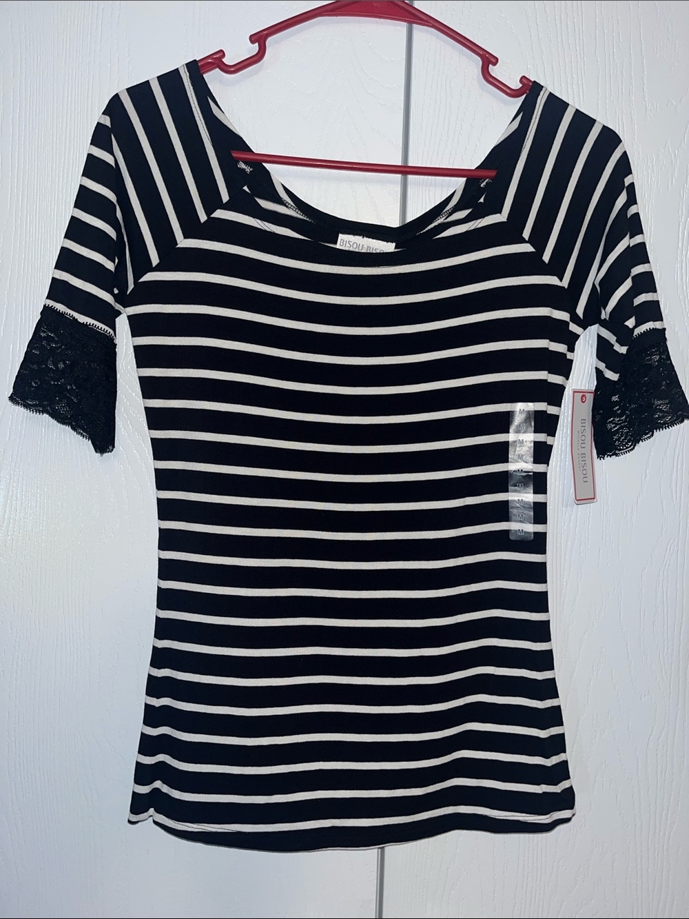 Bisou Bisou Black & White Striped Top
